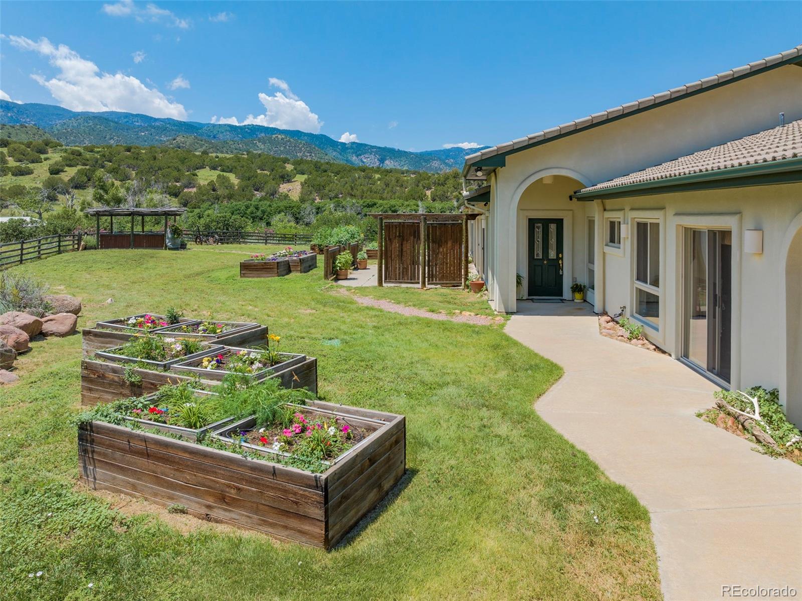 Garden beds irrigated with drip lines