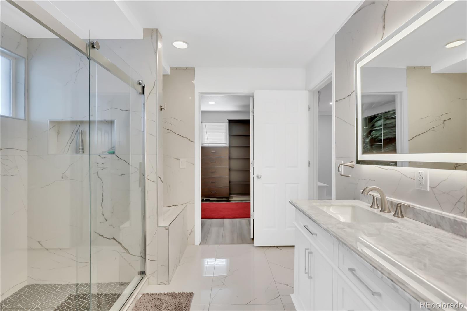 Primary Bathroom with Large Shower and Soaking Tub