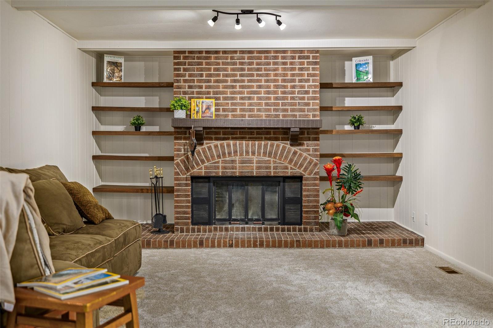 Cozy Family Room with wood burning fireplace