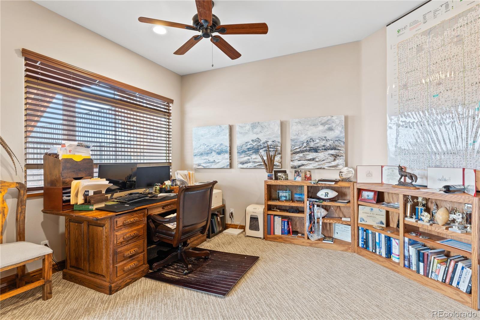 A beautiful office or retreat looking out at the pool area.