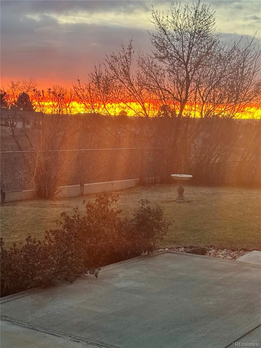 Sunrise from back patio over looking the open space