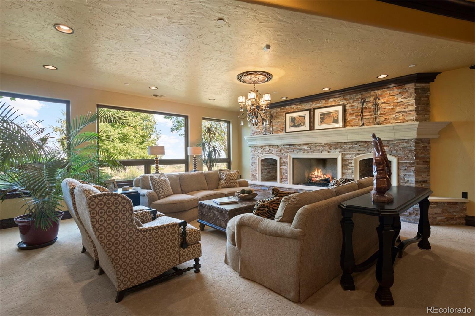 Lower level recreation room with sitting area.