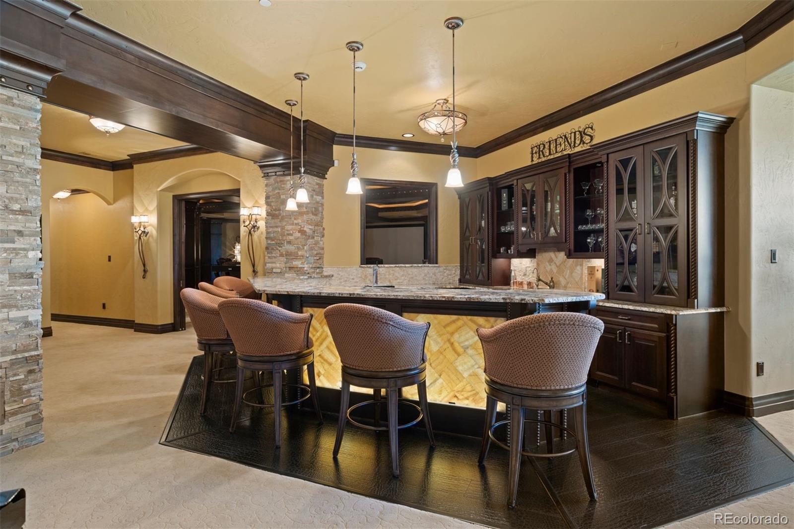 The substantial wet bar will keep the party lively.