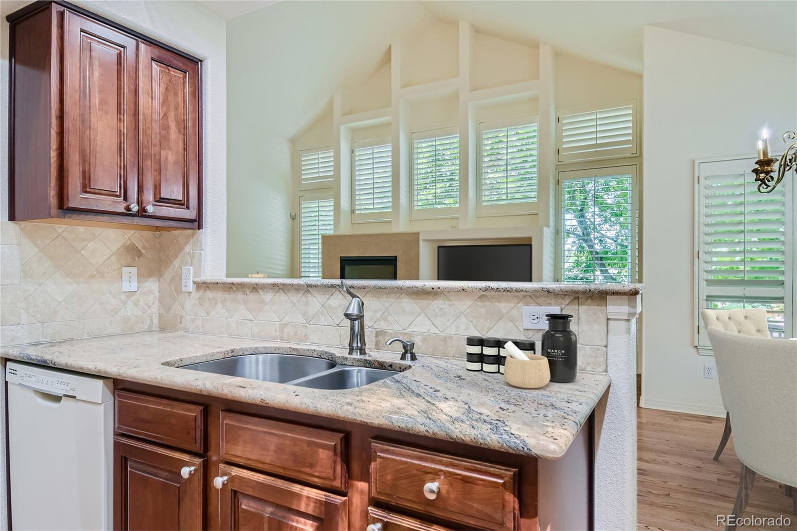 Kitchen opens to living area