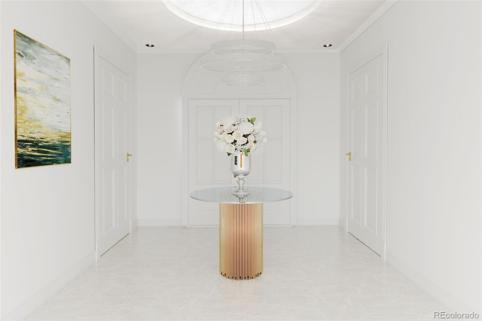 Modern remodel rendering of the foyer