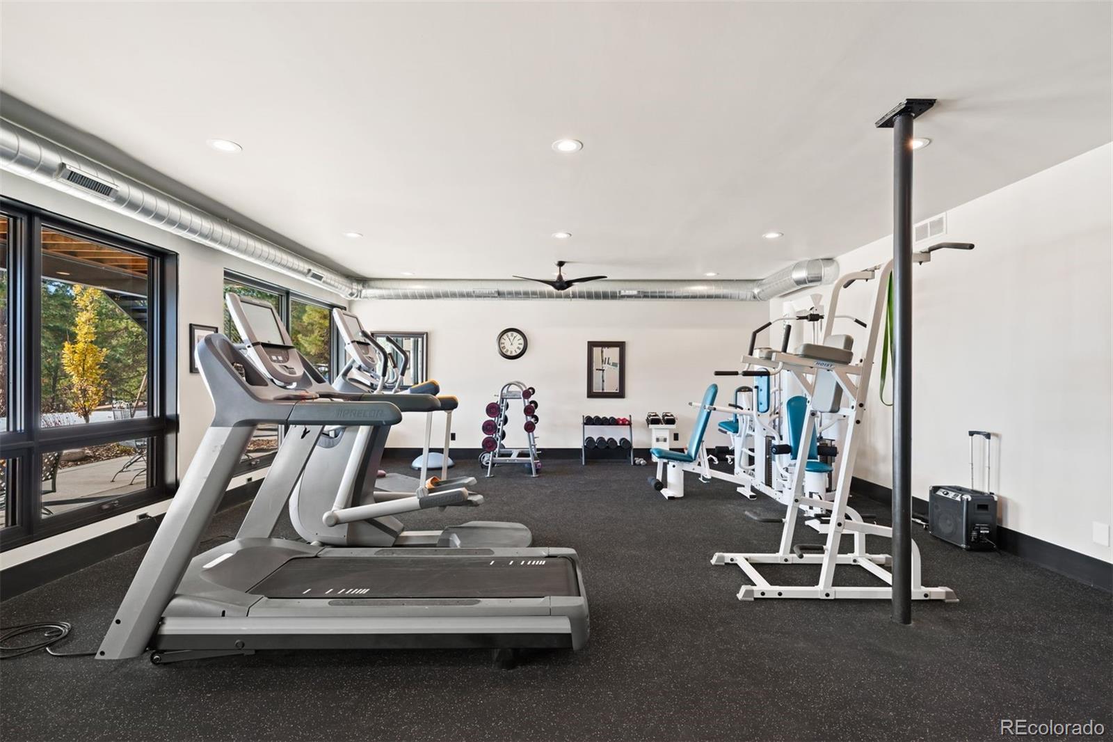 The lower level gym is professional-size with ample room for multiple machines.