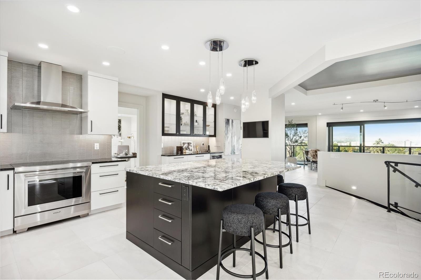 Open kitchen with top-of-the-line appliances