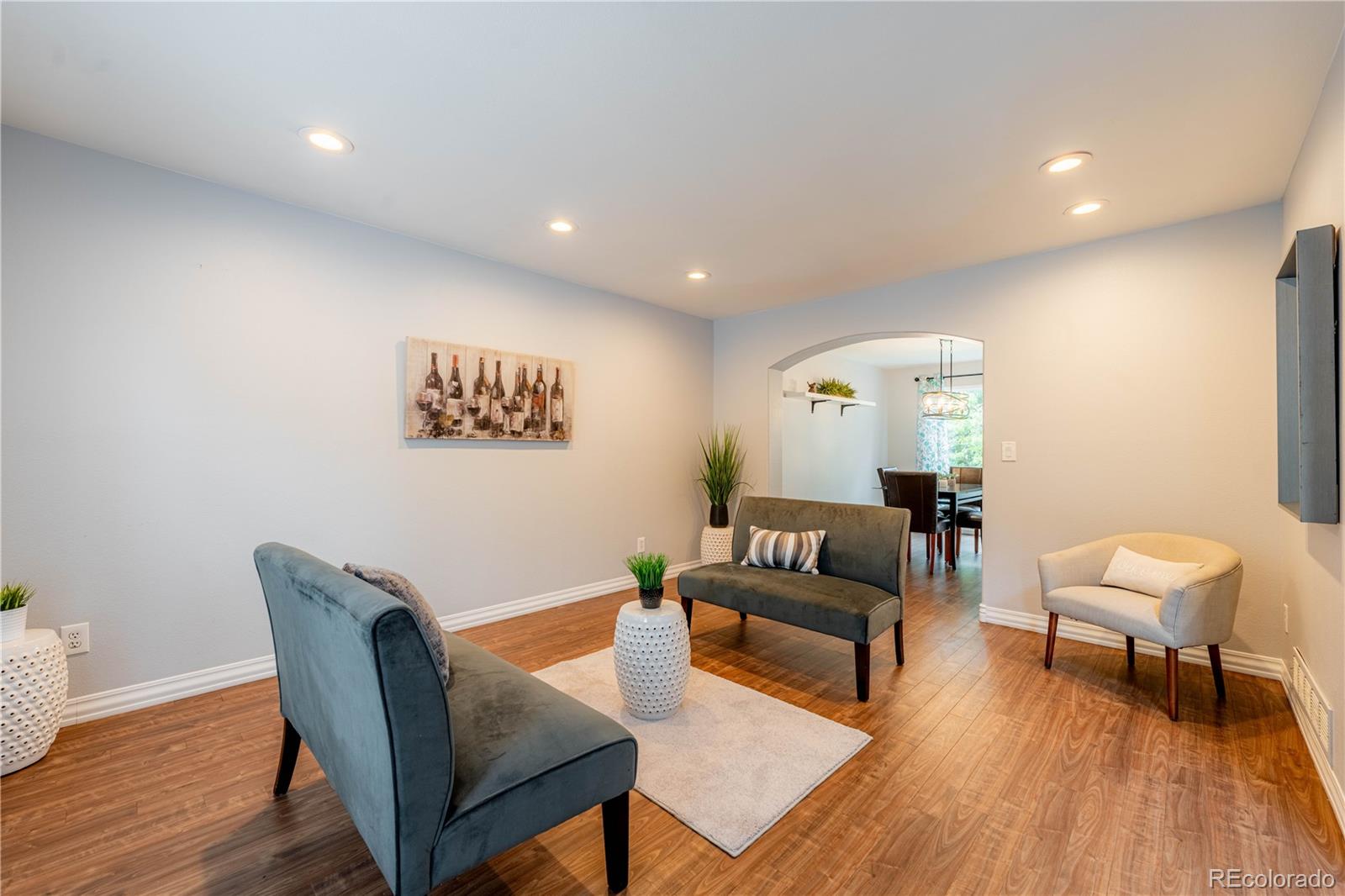 Formal living room opens to dining room