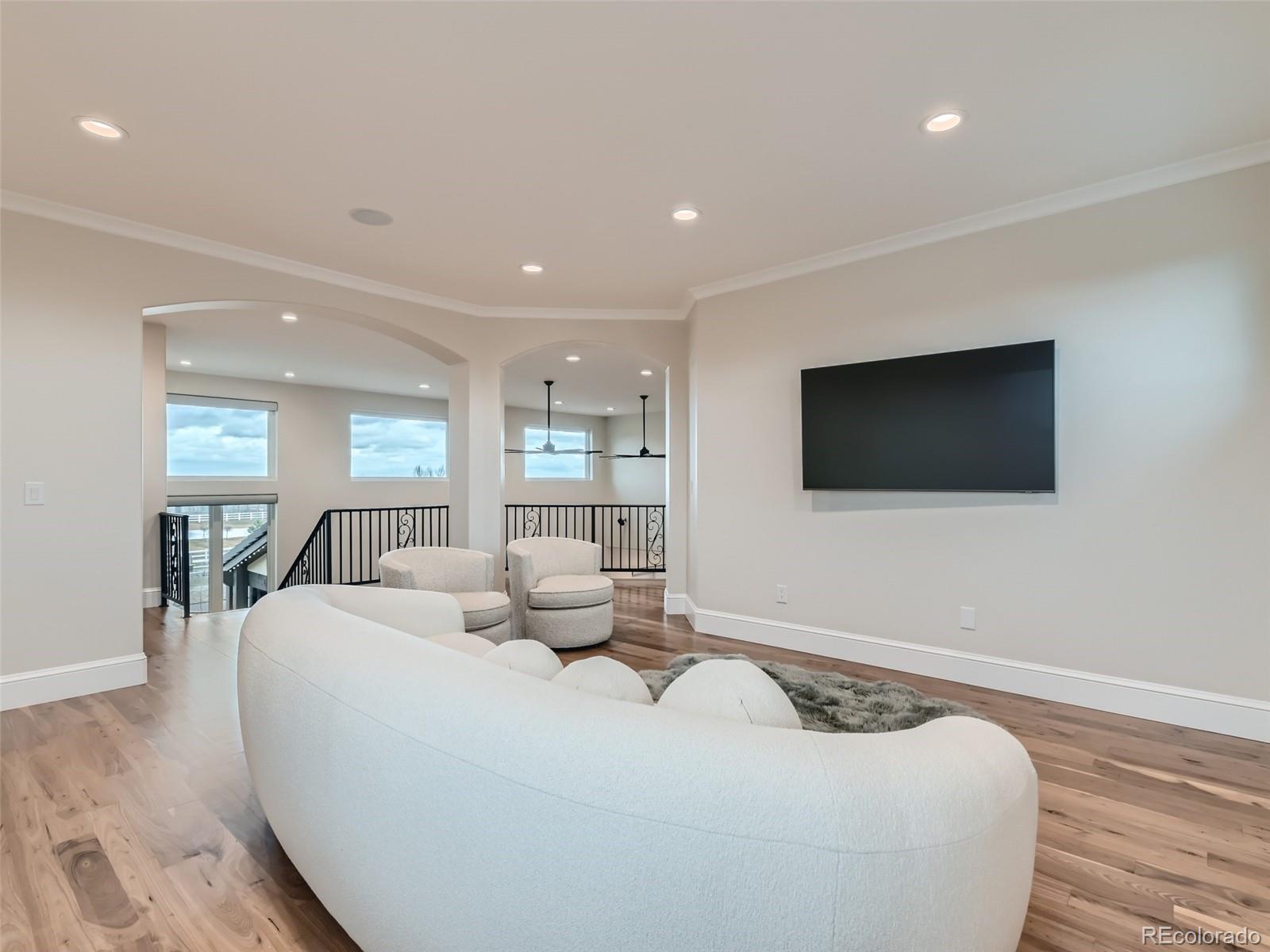 Spacious loft-lounge area on upper level