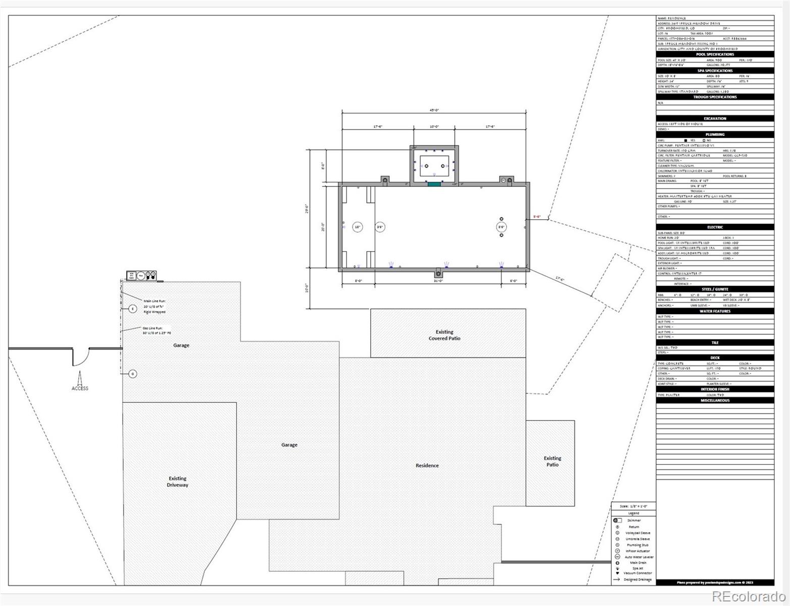 Plans and specs for future pool already completed, saving time for new homeowners