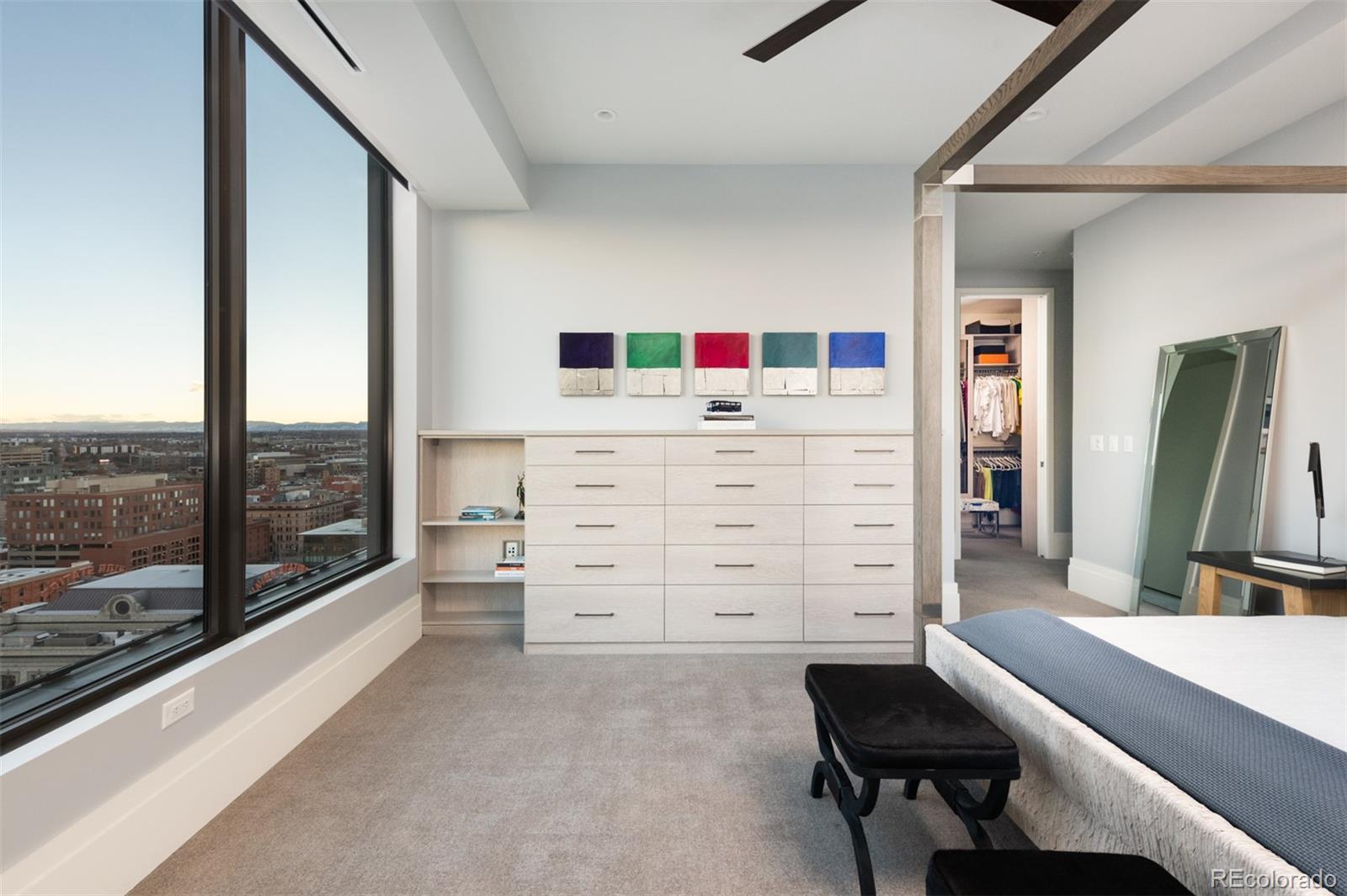 Primary bedroom with city and pikes peak view