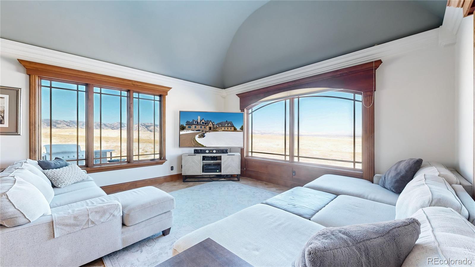 Family Room with Downtown Denver and Mountain Views