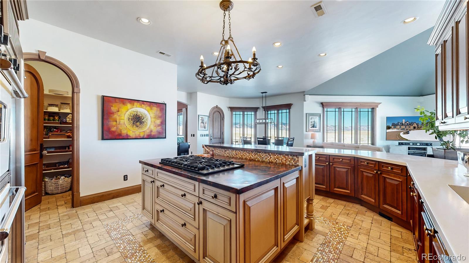 Gorgeous kitchen with subzero and viking appliances.  Large 5x10 pantry.