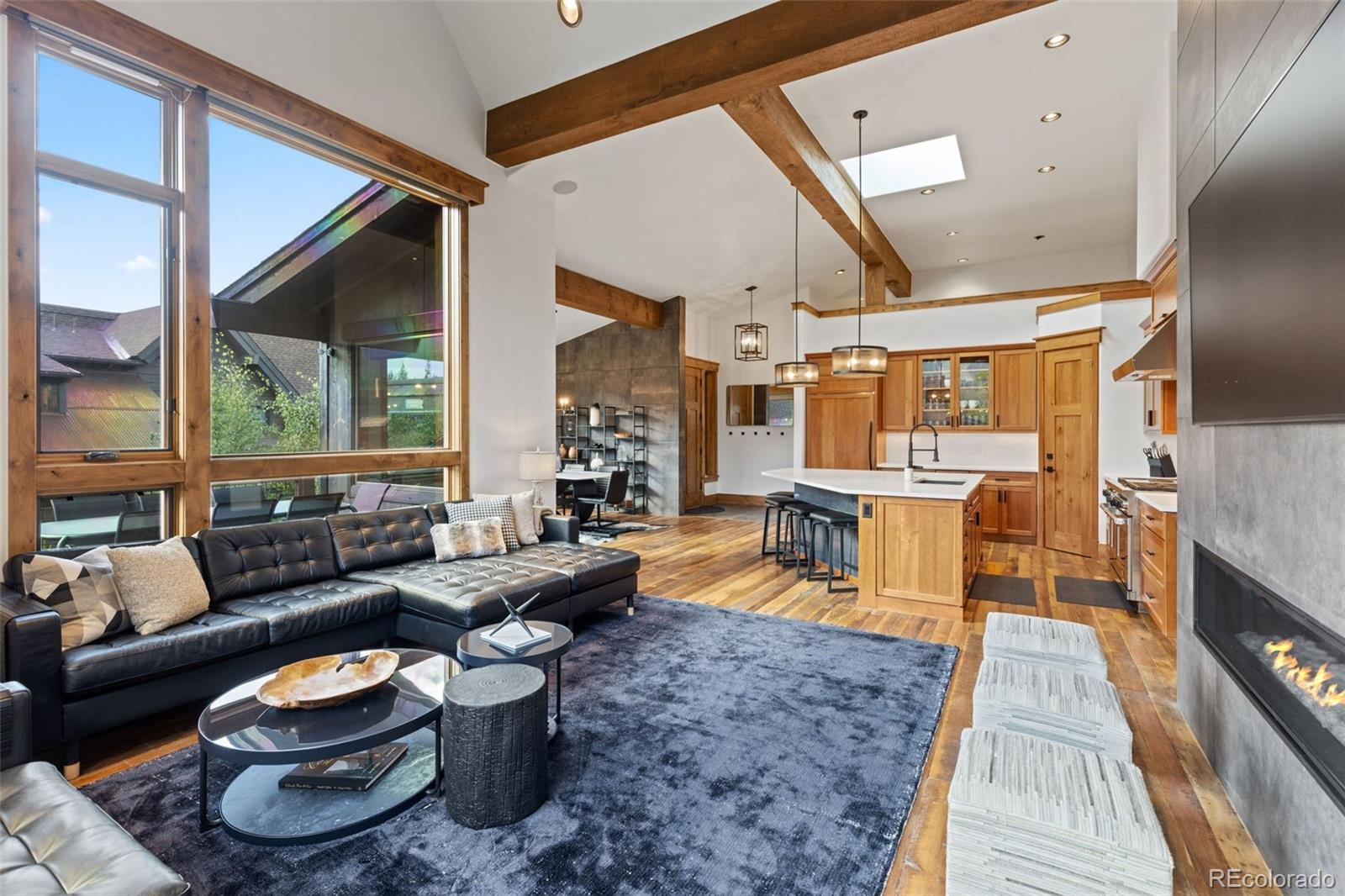 Beautiful Wood Beams Exposed Throughout Top Floor of Home