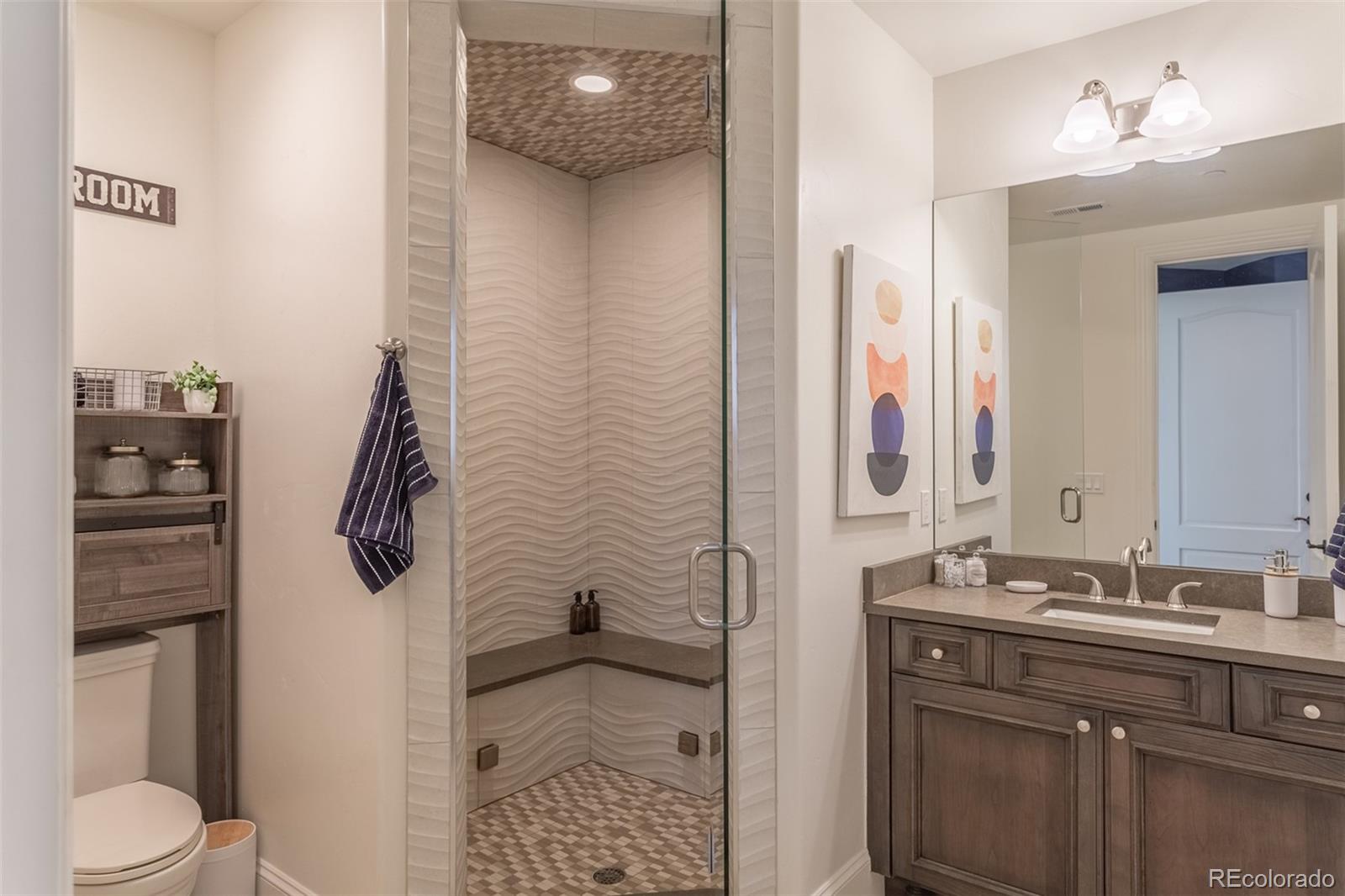 Gym bathroom with steam shower