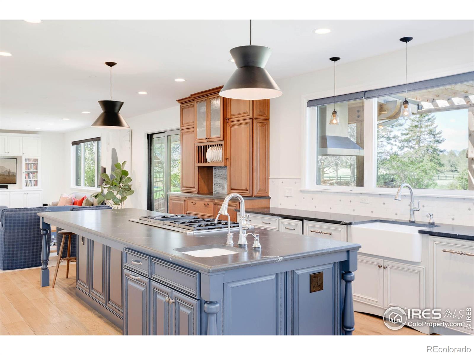 Kitchen with oversized island and beautiful views