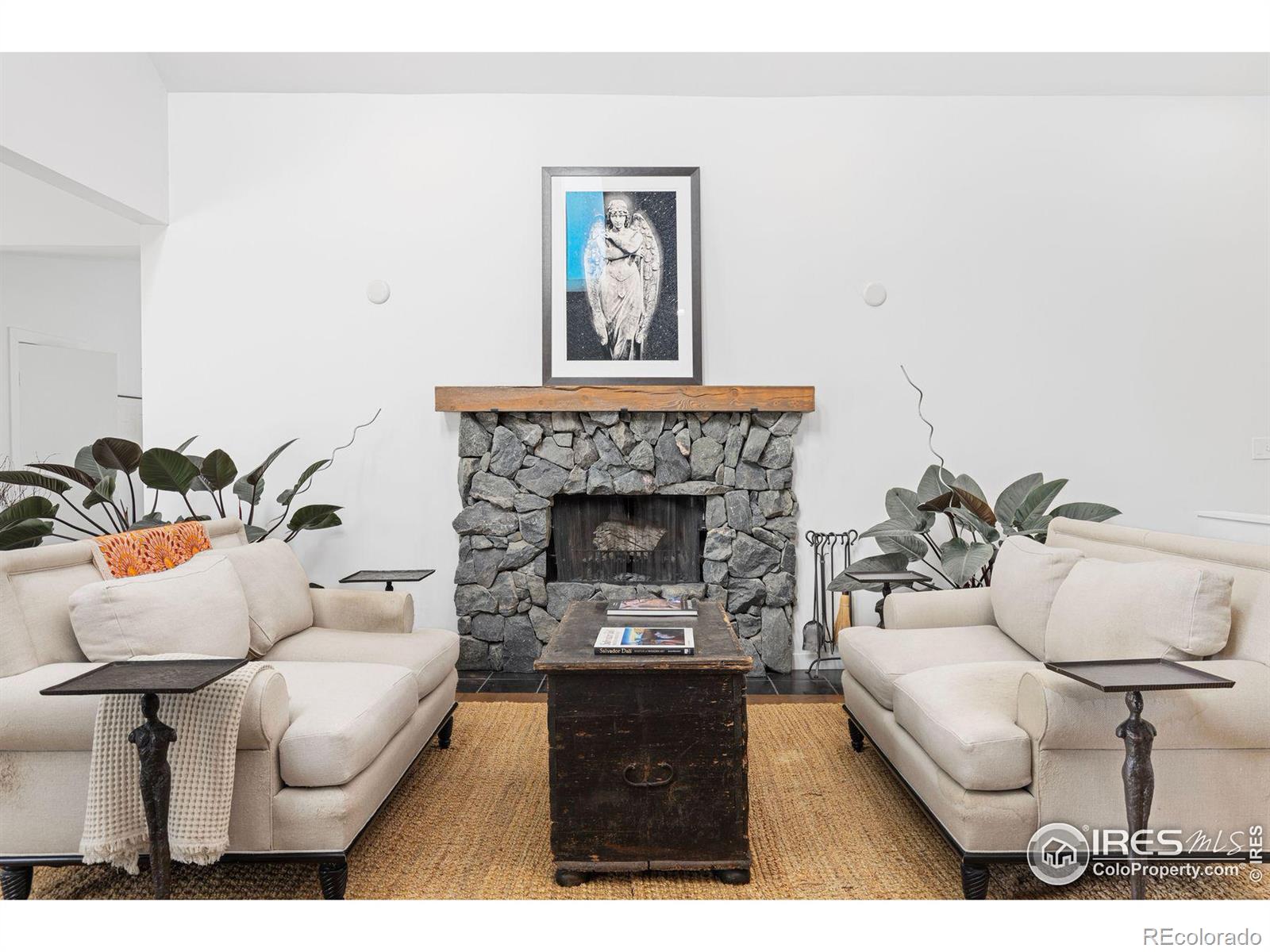 Living Room and Lava Rock Fireplace