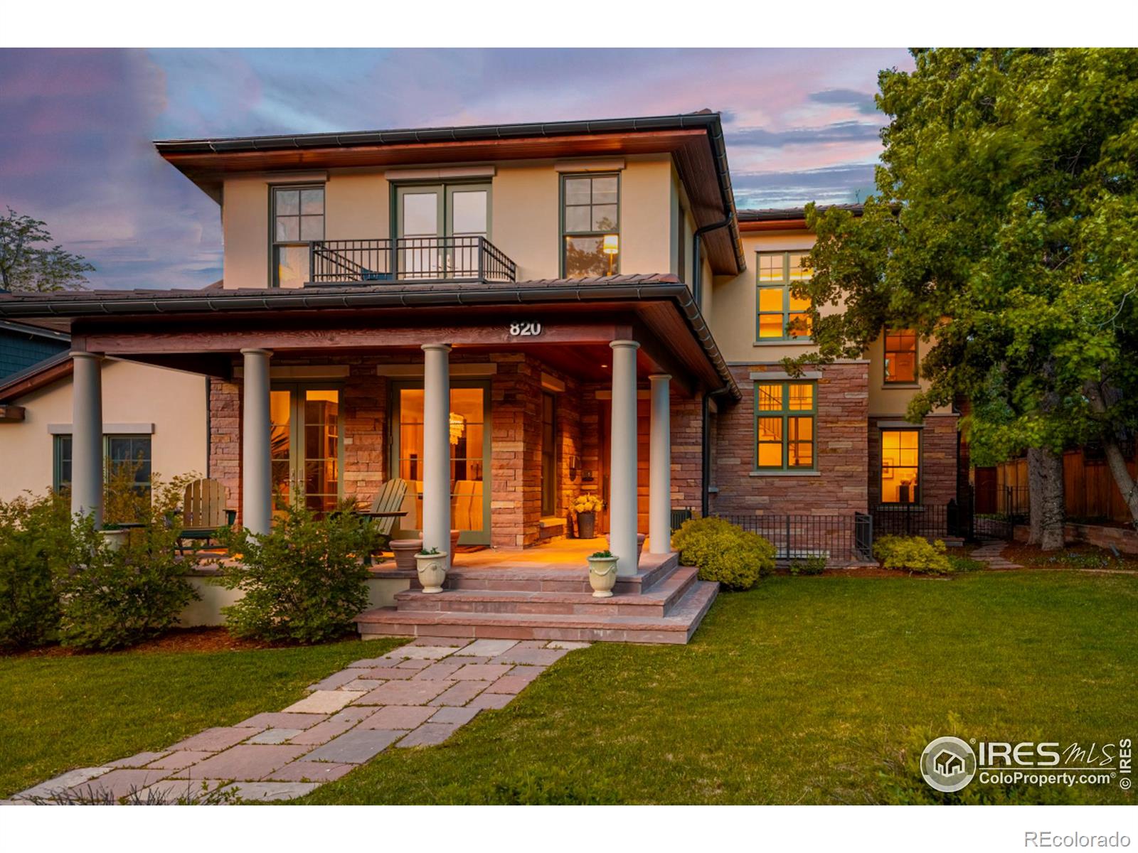 Front porch during twilight.