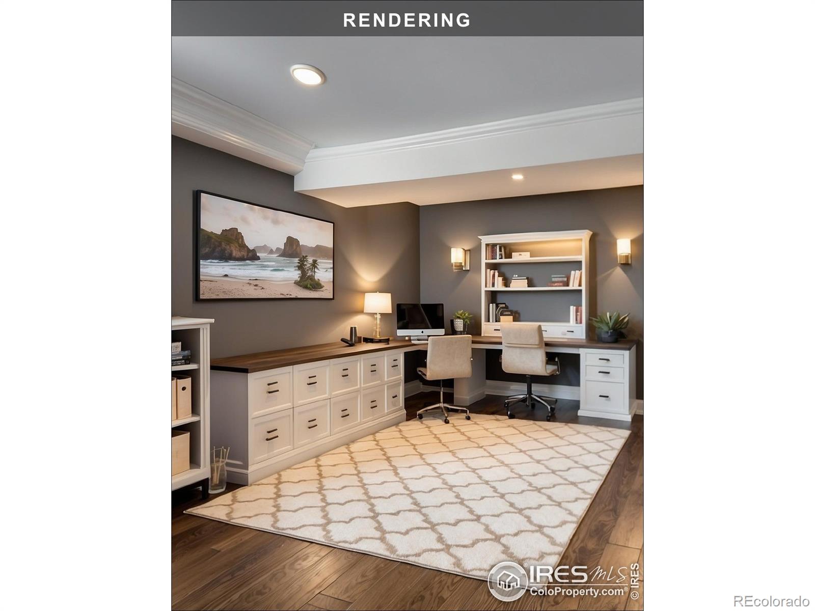 Virtual staging for the basement office/gym | Also can be used as a 6th bedroom.