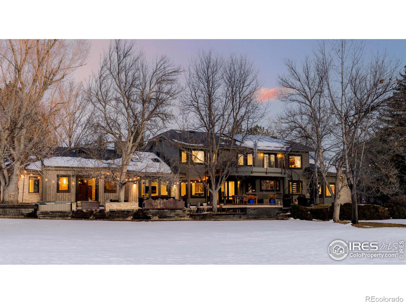 This rear view of the property highlights its serene, private setting.