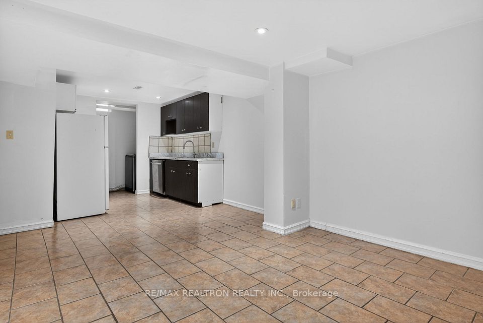 Basement living room and kitchen