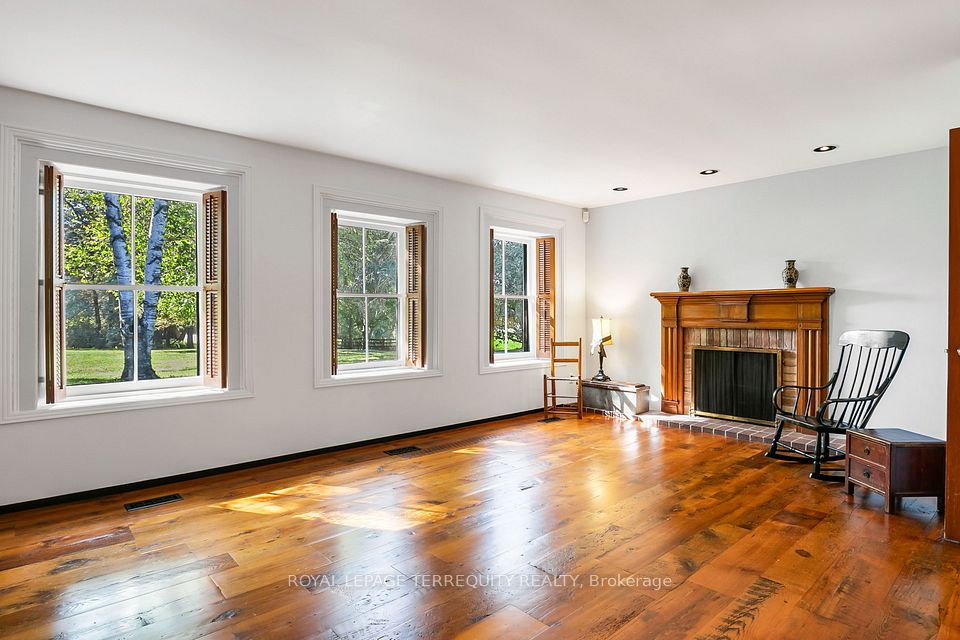 Office with Fireplace, Pot Lights & Hemlock Floors