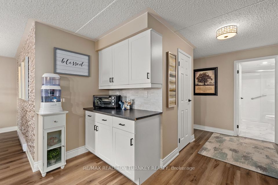 A huge coffee bar & a generous pantry