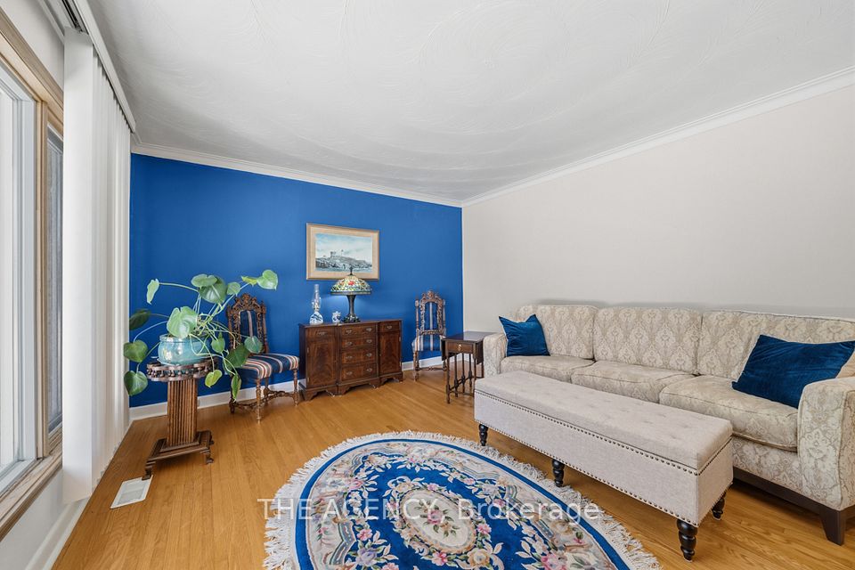 Living room with west views