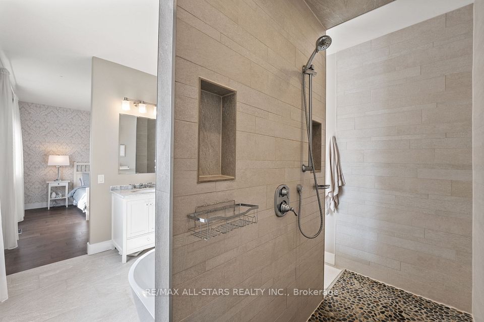 Walk thru shower and rain head