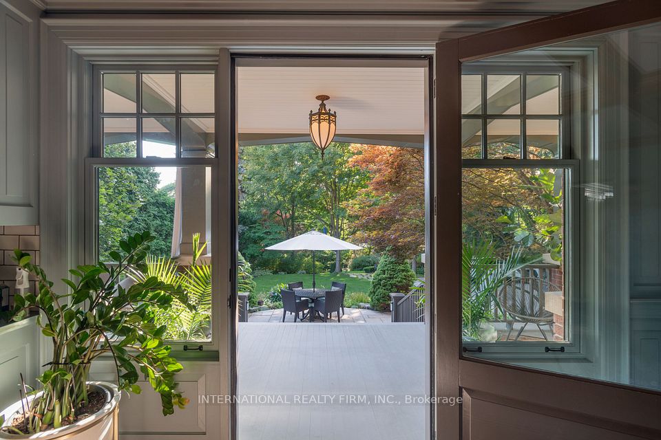 View of patio and garden beyond.