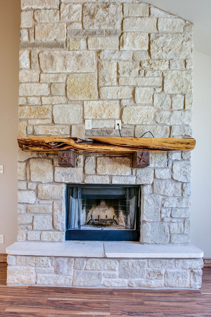 Stone fireplace