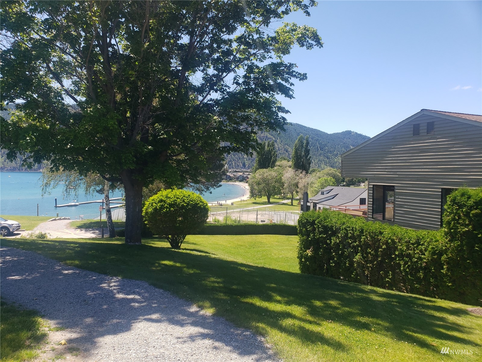 Take the short trail to the sandy beach waterfront