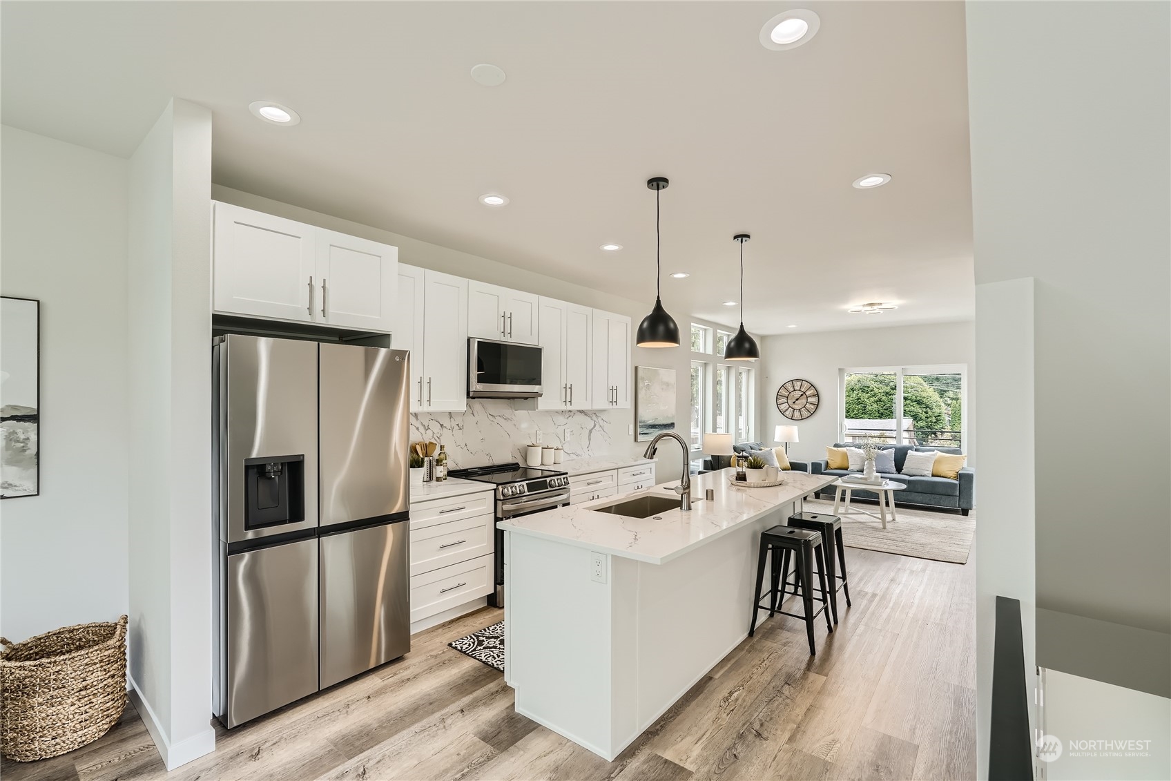 Staged photos of 18329 - kitchen with custom quartz countertops.