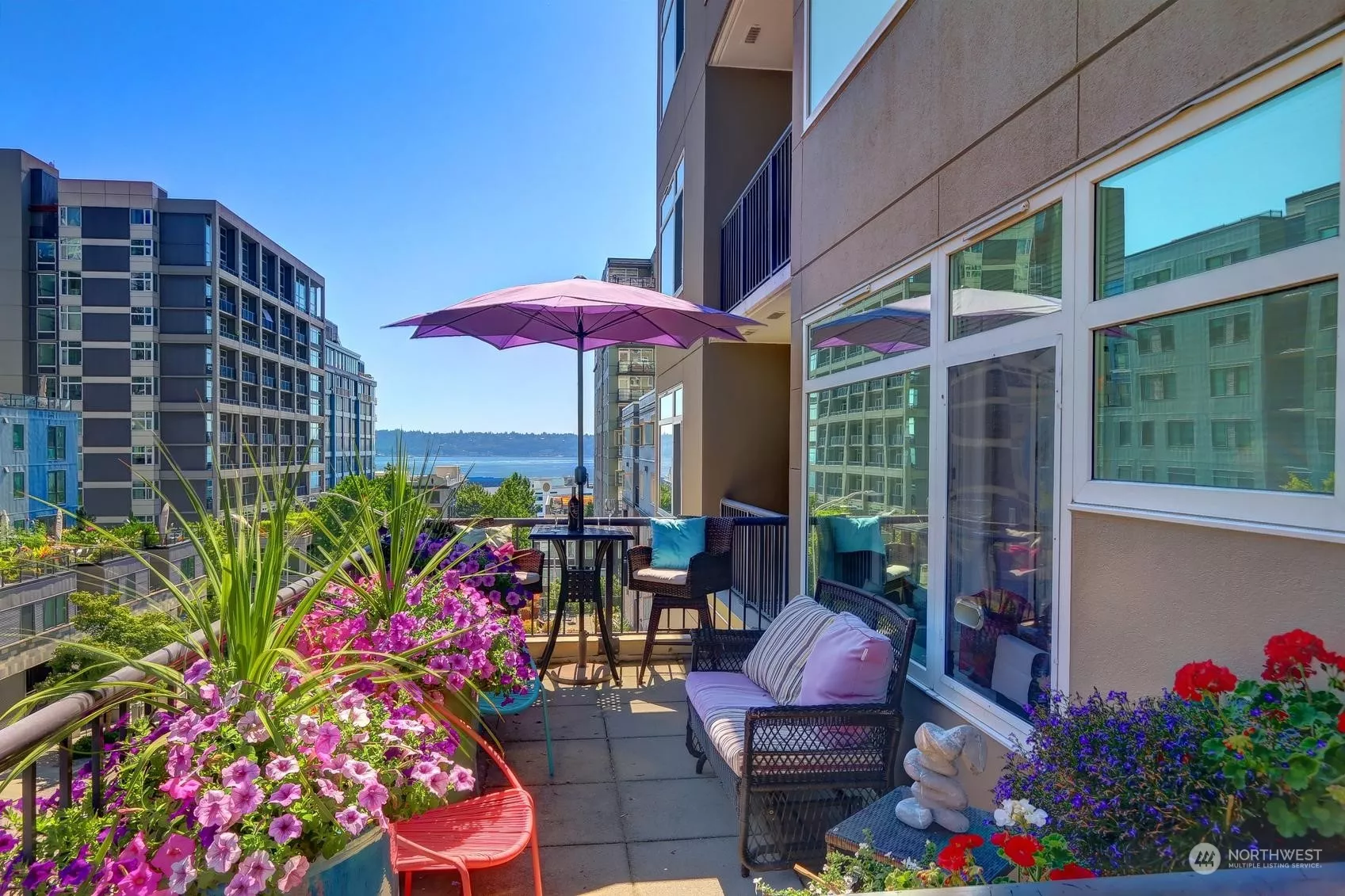 This home at The Ellington features a huge 200 SF private view terrace , it is like an extra room in the summer.