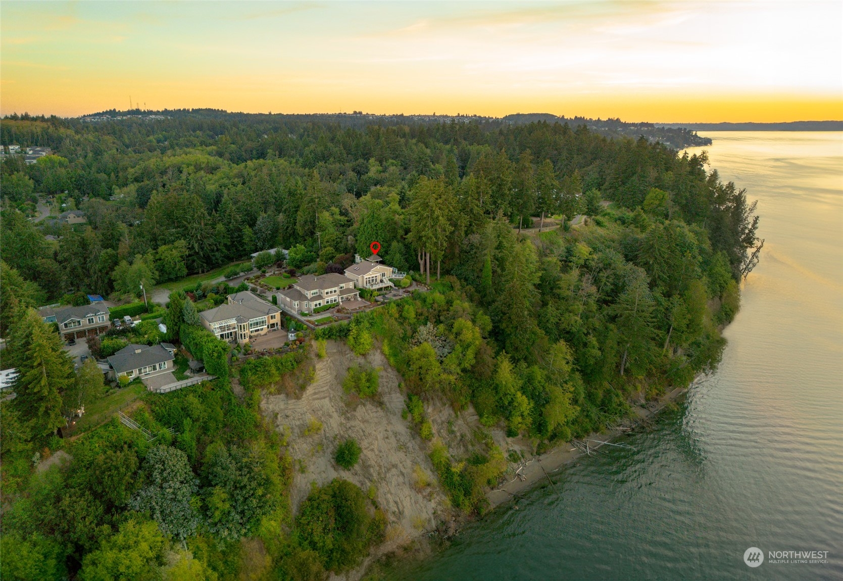 High bank waterfront ensures complete privacy and security, offering a tranquil escape from the water's edge