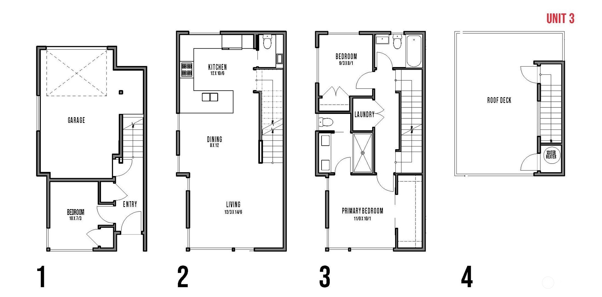 Thoughtful layouts designed for your lifestyle. Explore each level of this spacious 3-bedroom home with a private roof deck!