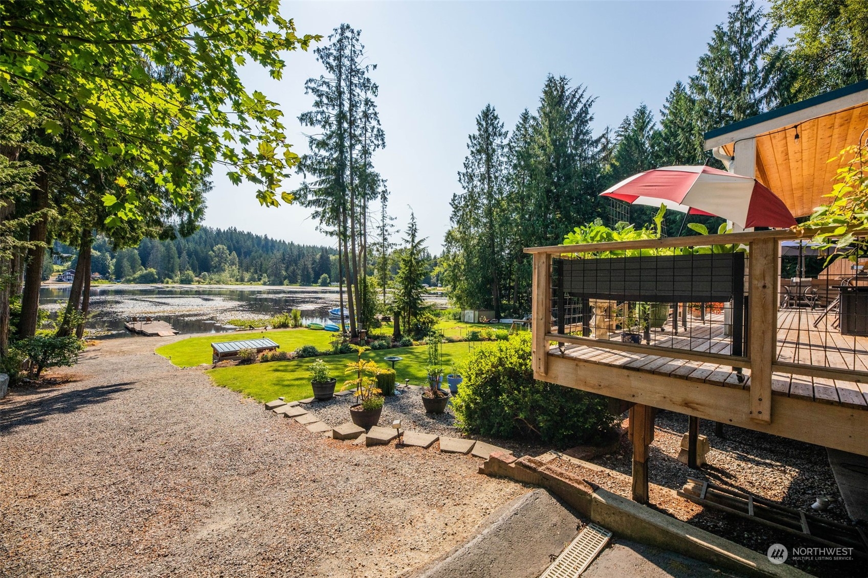 Two tiered deck with covered patio