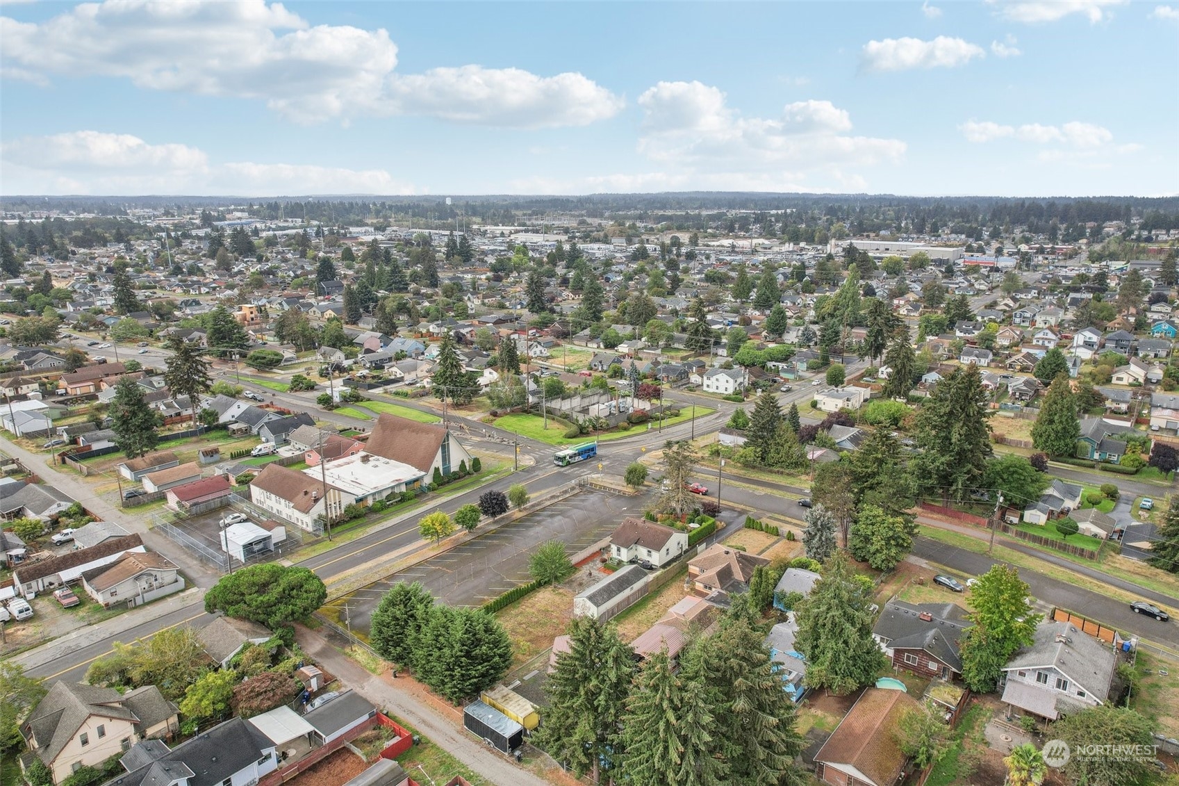 Back drone shot view