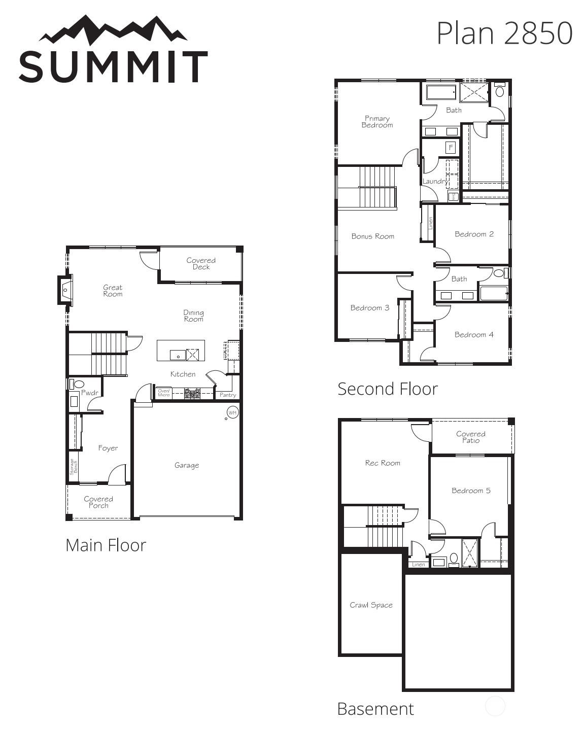 Plan 2850 Floorplan. Details may not be exact