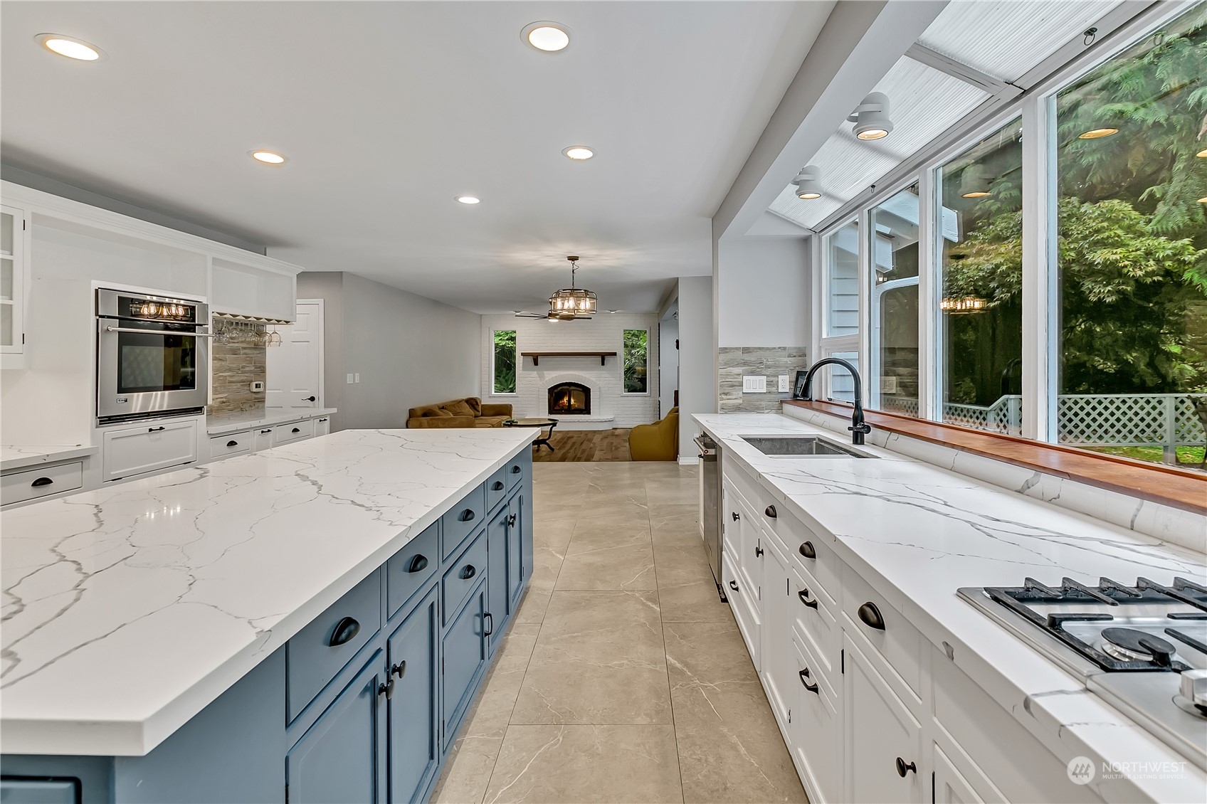 View from kitchen to family room