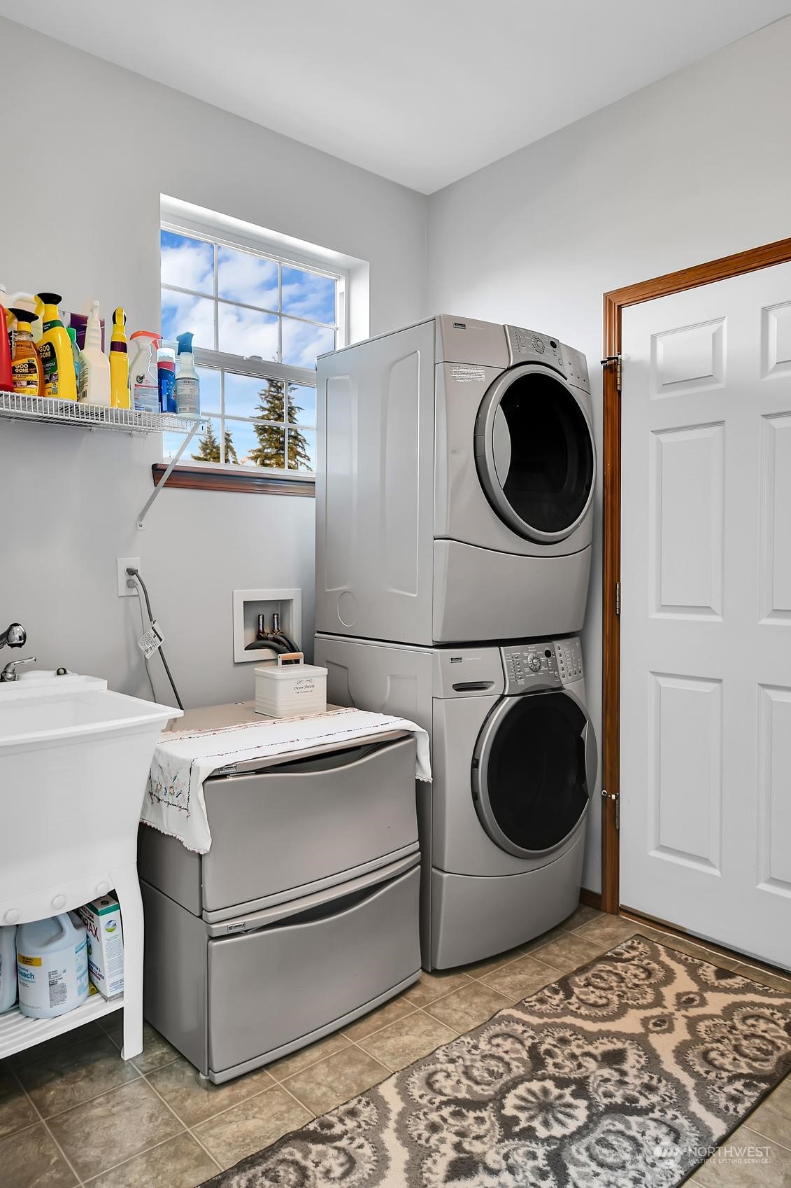 separate utility room with man door to garage