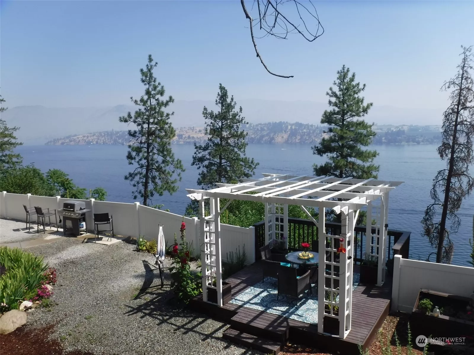 Gazebo dining view toward Manson Bay