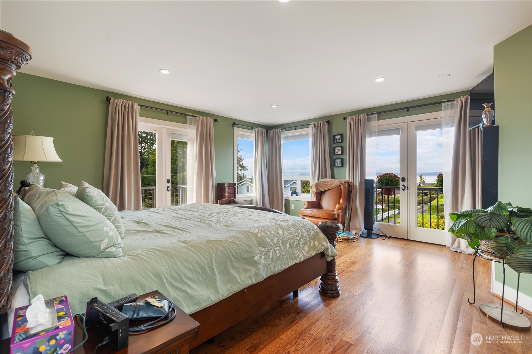 Primary bedroom with Mount Baker and Sound views....