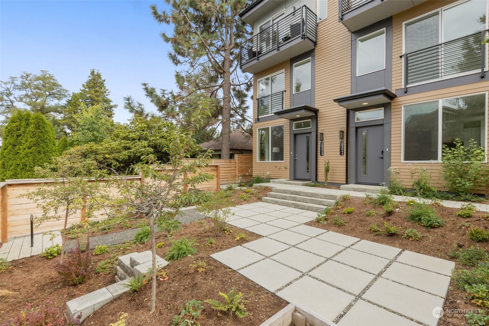 The sleek, modern exterior design highlights the cutting-edge architecture of this gorgeous home.