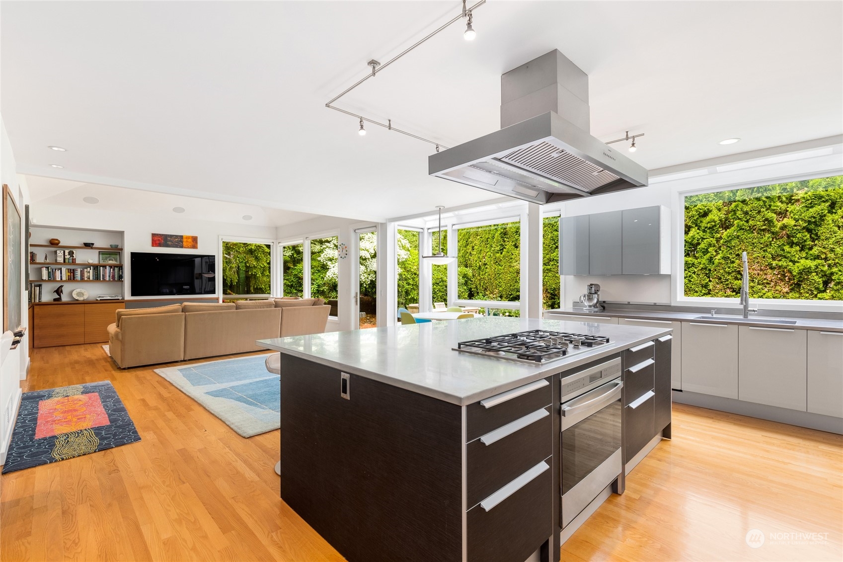 Kitchen and family room view.