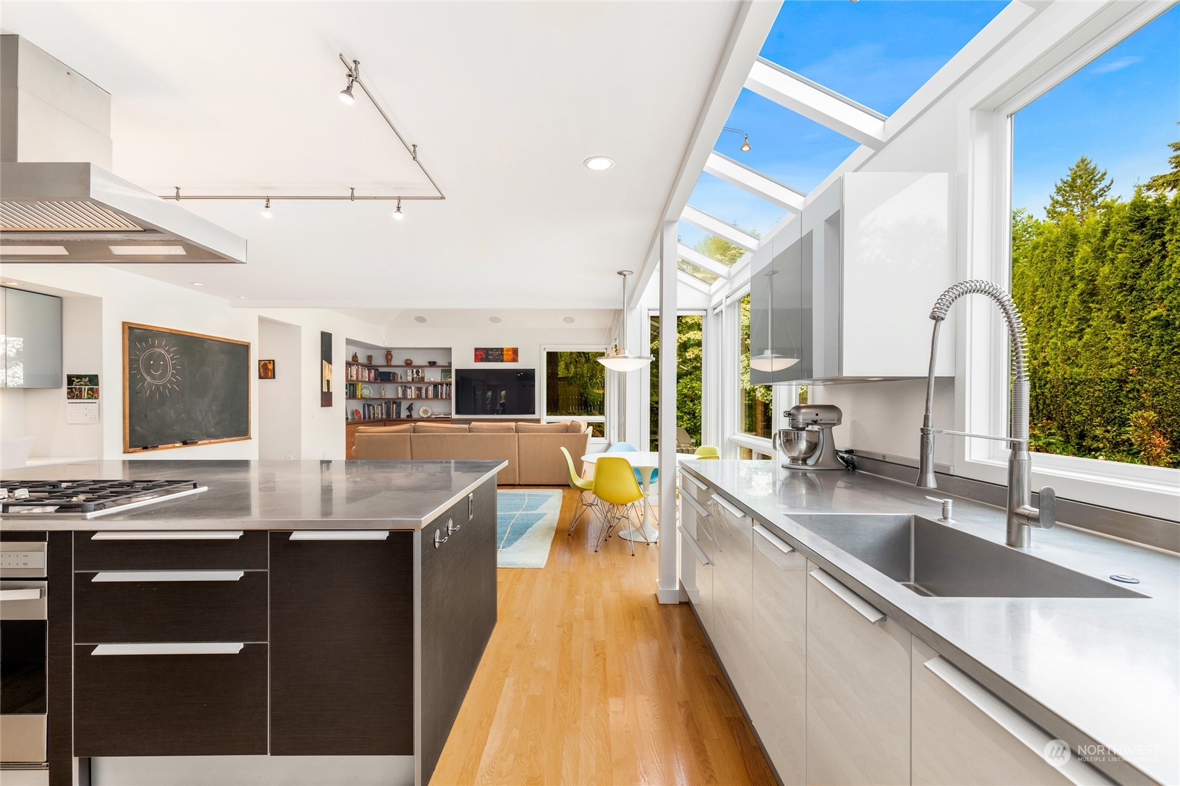 Gorgeously designed kitchen maximizes natural light.