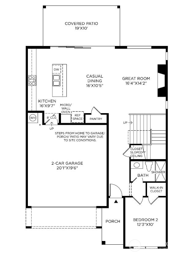 Floor plan layout used for illustrative purposes only. All designs, orientations, measurements, features, and available options will vary.