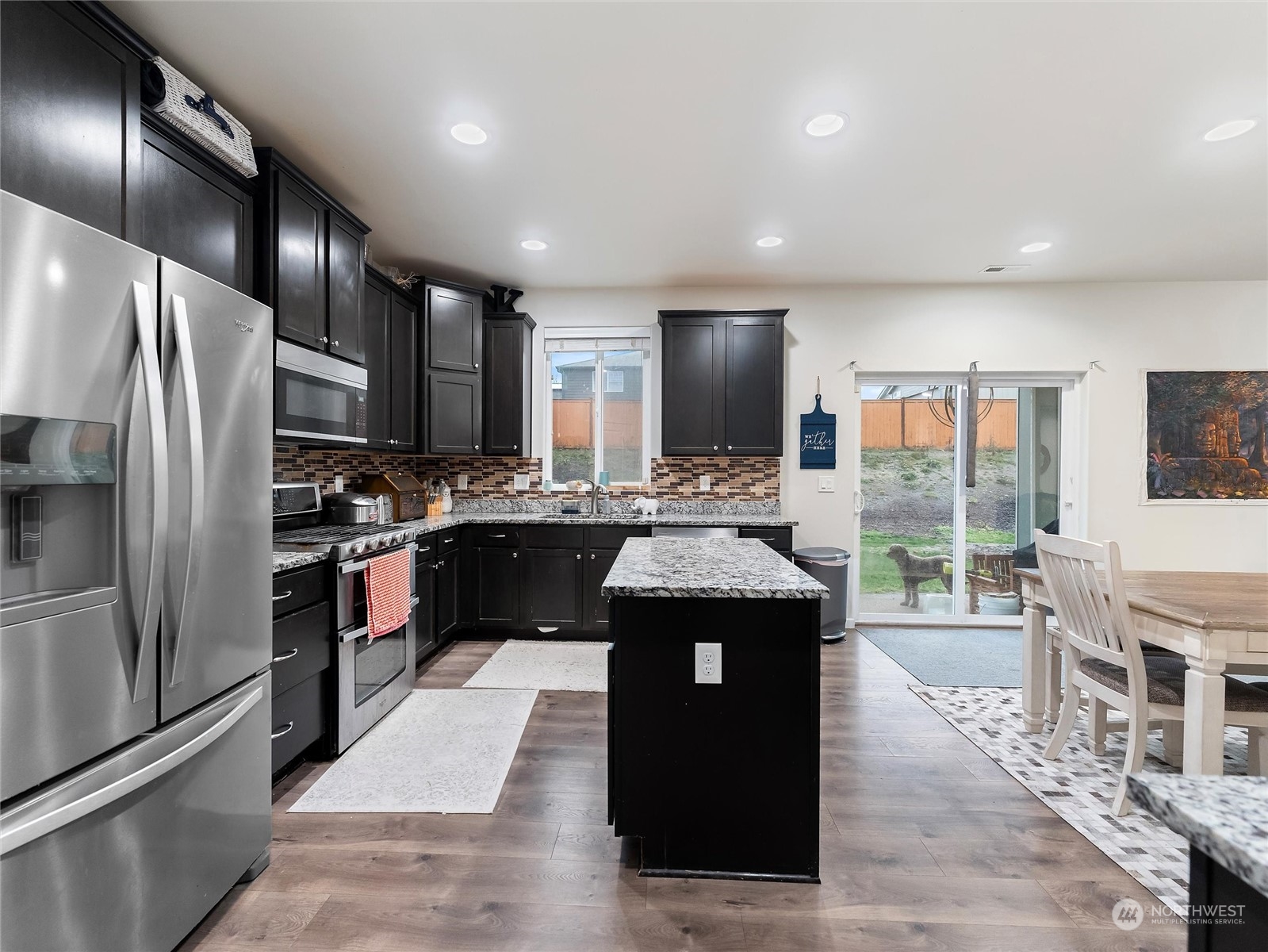 bright kitchen with island