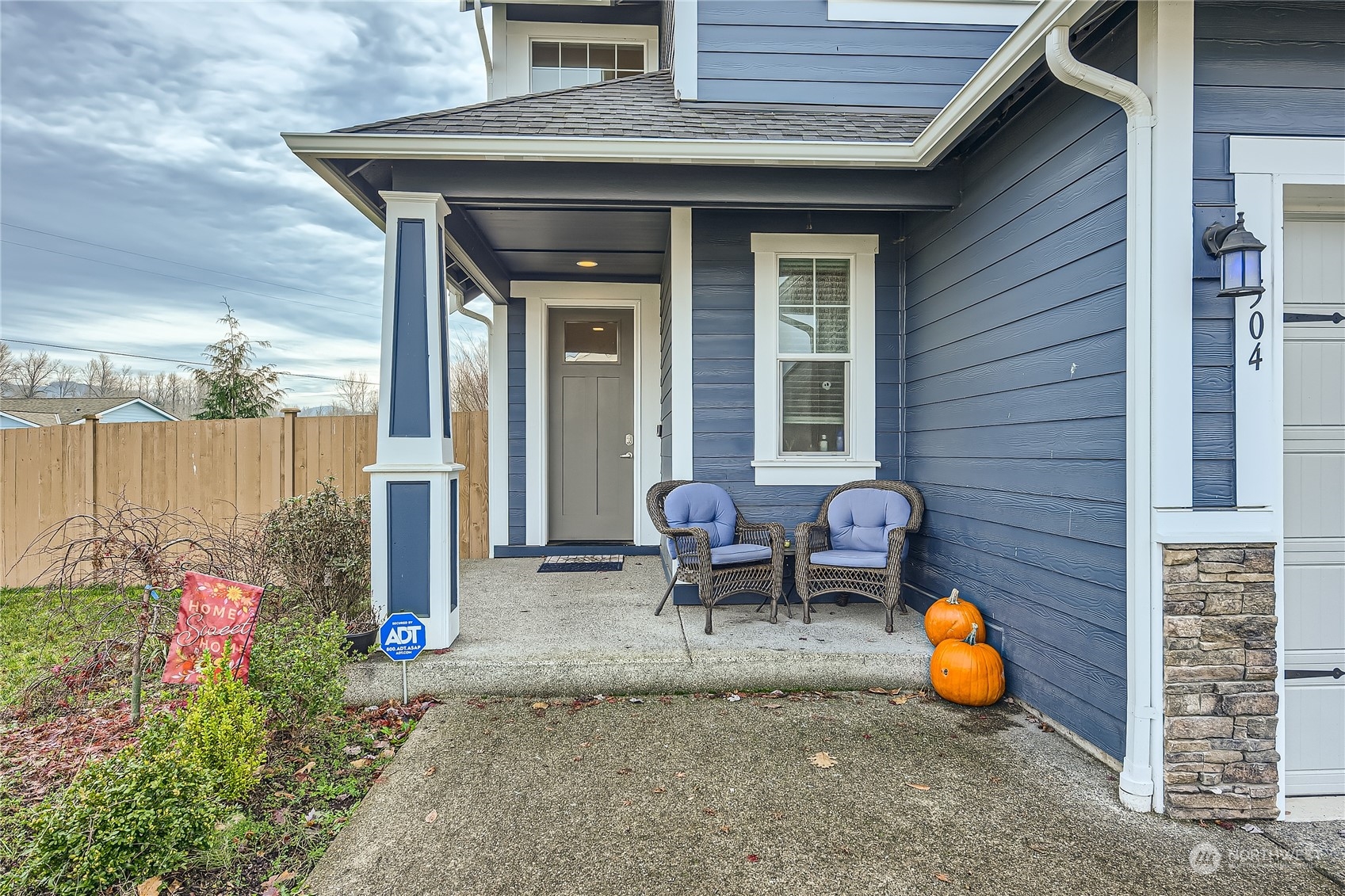 Covered porch entry.