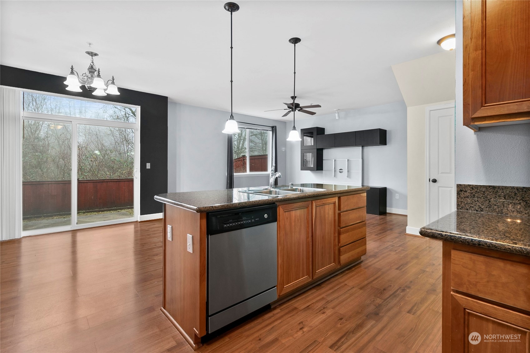 Kitchen has a open floor plan.